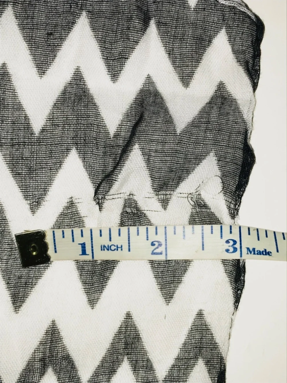 Black & White Chevron Scarf Lightweight Sheer Long Geometric Chic Zig Zag print
